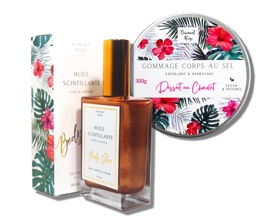 OFFRE LIMITÉE - Lot Gommage Dessert Au Chocolat + Huile Scintillante